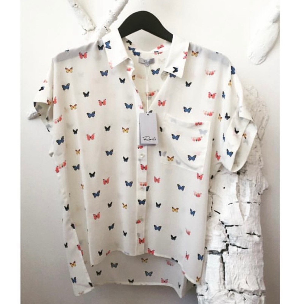Butterfly Print silk blouse.
